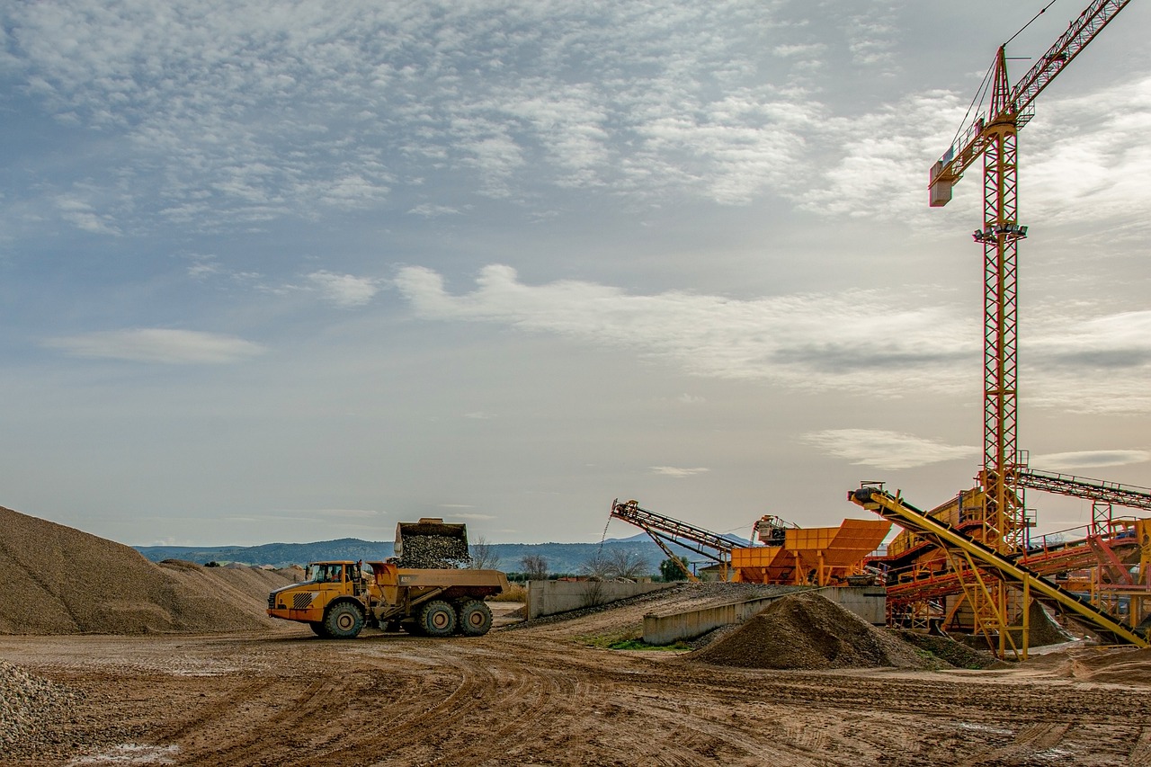 gravel pit, machinery, volvo