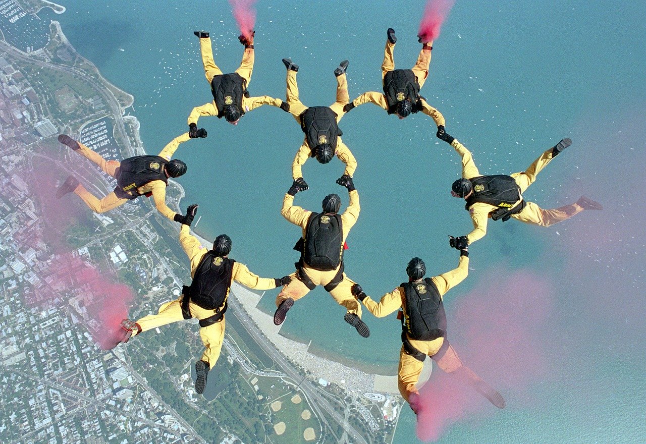 skydiving, team, formation